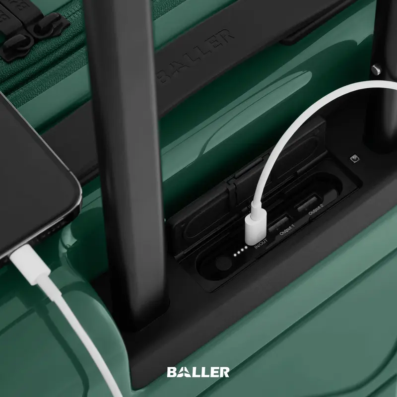 BALLER Koper Expandable Zipper Polycarbonate Carry On 20 inch Gloss Green - Koper Kabin Kecil Travelling TSA Lock 7