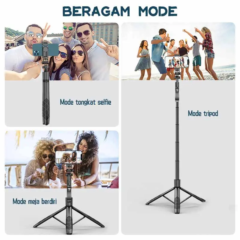 L16 Tongsis Tripod Bluetooth Selfie Stick Remote Tripod HP Kamera DSLR seri Gopro Tongsis 1.53M dengan 1/4 Adaptor 5