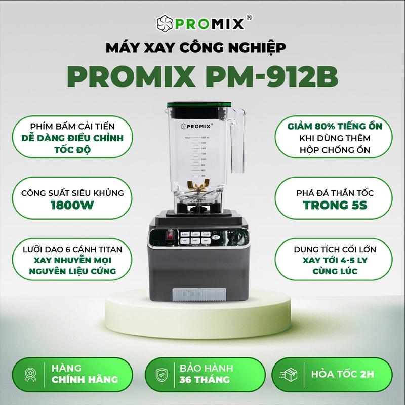   AFF  Máy xay sinh tố công nghiệp Promix PM-912B - Mới 1800W - 1.8 lít - 3 mức thời gian hẹn giờ - chuyên dụng cho nhà hàng - quán cà phê - nước ép sinh tố 