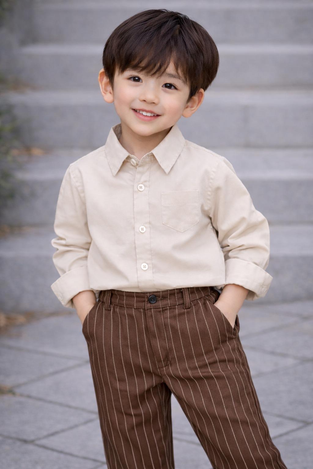 CAZZARES X AUZAN Setelan Kemeja Celana Salur Korean Style Skena Slimfit 1-6 Tahun