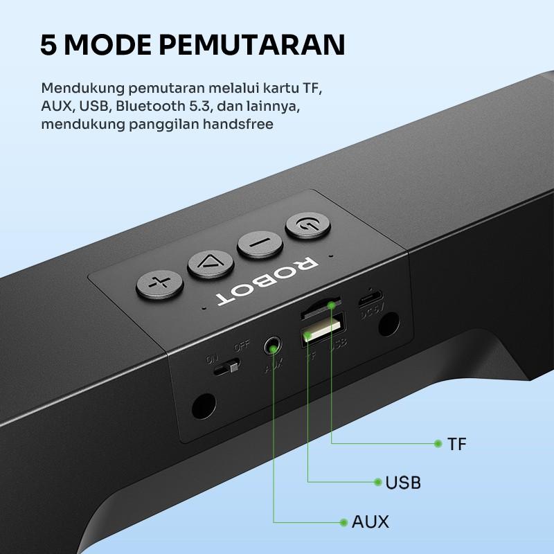Product Introduction of ROBOT Soundbar Speaker Bluetooth RB-290 Series Dual Extra Bass 10W , WIth RGB Color , Wireless Black Color Original Garansi Resmi 1 Tahun 16