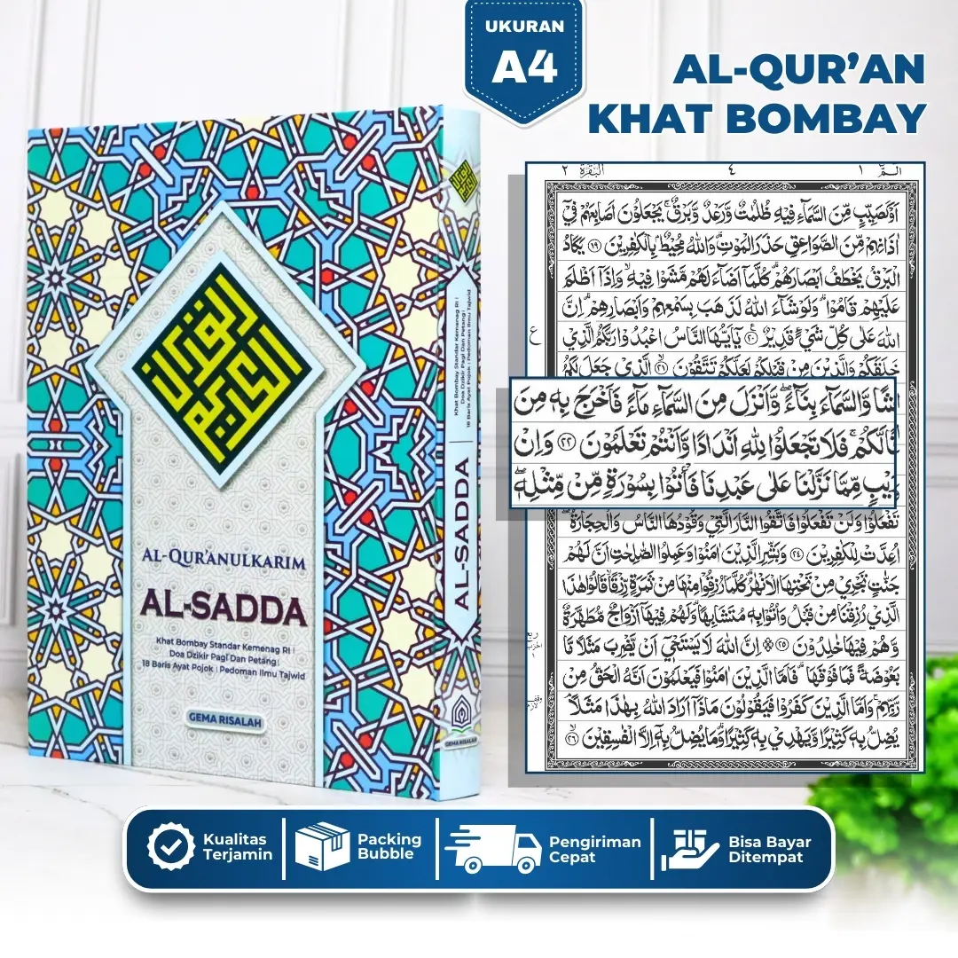 Gema Risalah Alquran Al Sadda A4 Modern khat Bombay Premium HVS 21x30cm Non Terjemah