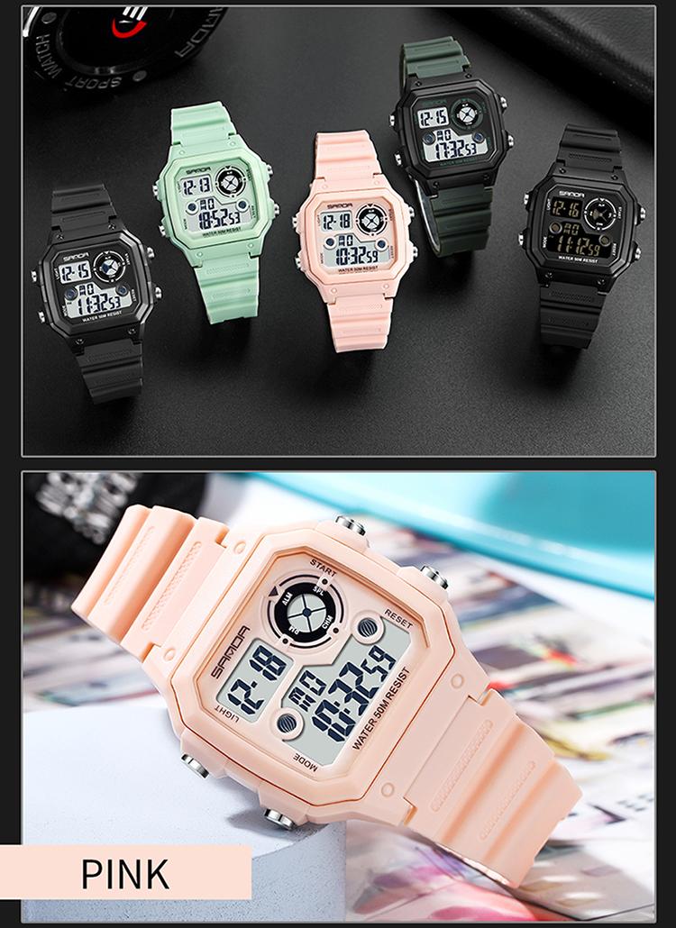 Product Introduction of Jam Tangan Sukan Larian Digital, SANDA 418 Klasik, Untuk Lelaki, Fesyen LED, Kalis Air, Jam Tangan 27