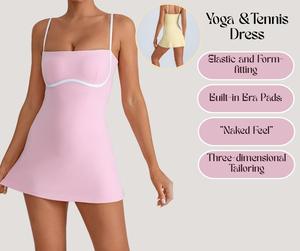 Strapped yoga & tennis dress with built-in pads. High-elastic, breathable, anti-exposure [YA87]