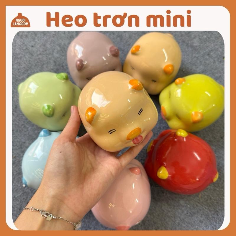   Lỗ tròn  Heo mini HOẠ TIẾT TRƠN đựng tiền tiết kiệm Ống tiết kiệm đựng tiền- Bát Tràng 