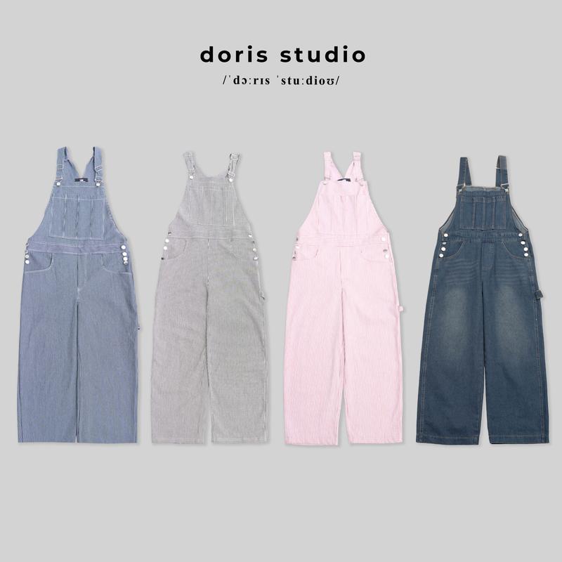  Doris  Quần Yếm jean sọc basic   2 phân loại   Form unisex 