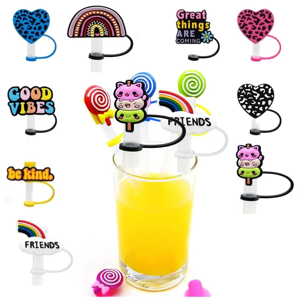 Leak Stopper Cute Drinking Straw Cap Soft Cartoon Silicone Straw Plug Dustproof Cap Kawaii Spill Proof Stopper For Stanley Cup