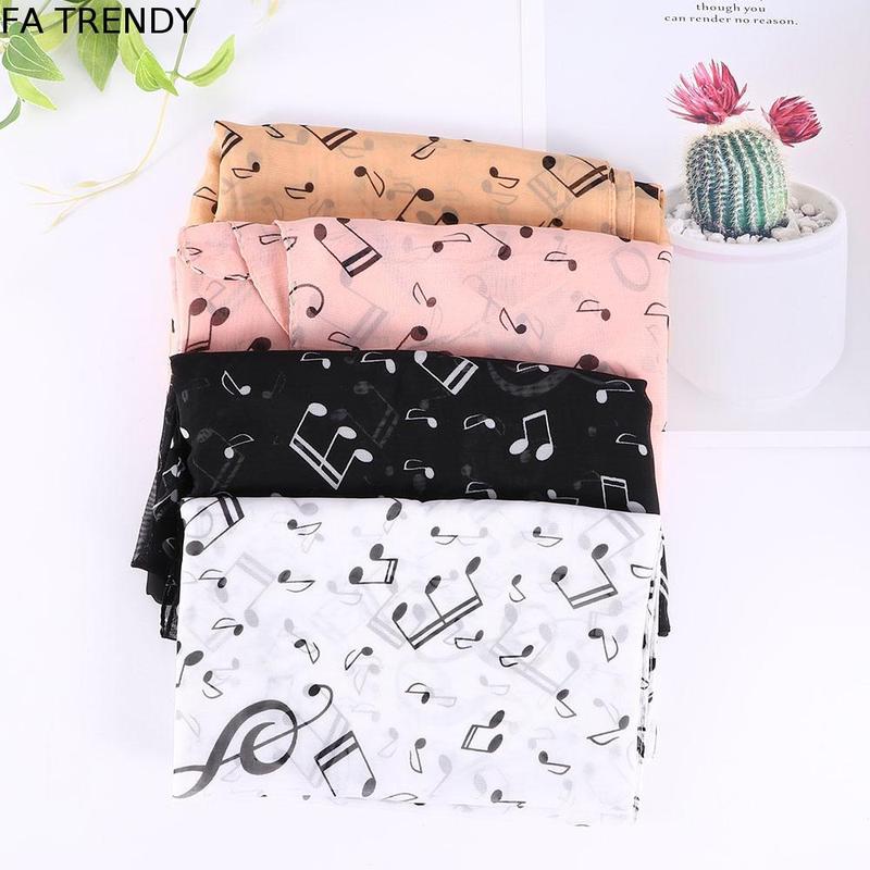FA TRENDY Thời trang Hợp thời trang Khăn quàng cổ nữ Treble Clef được in Tờ…