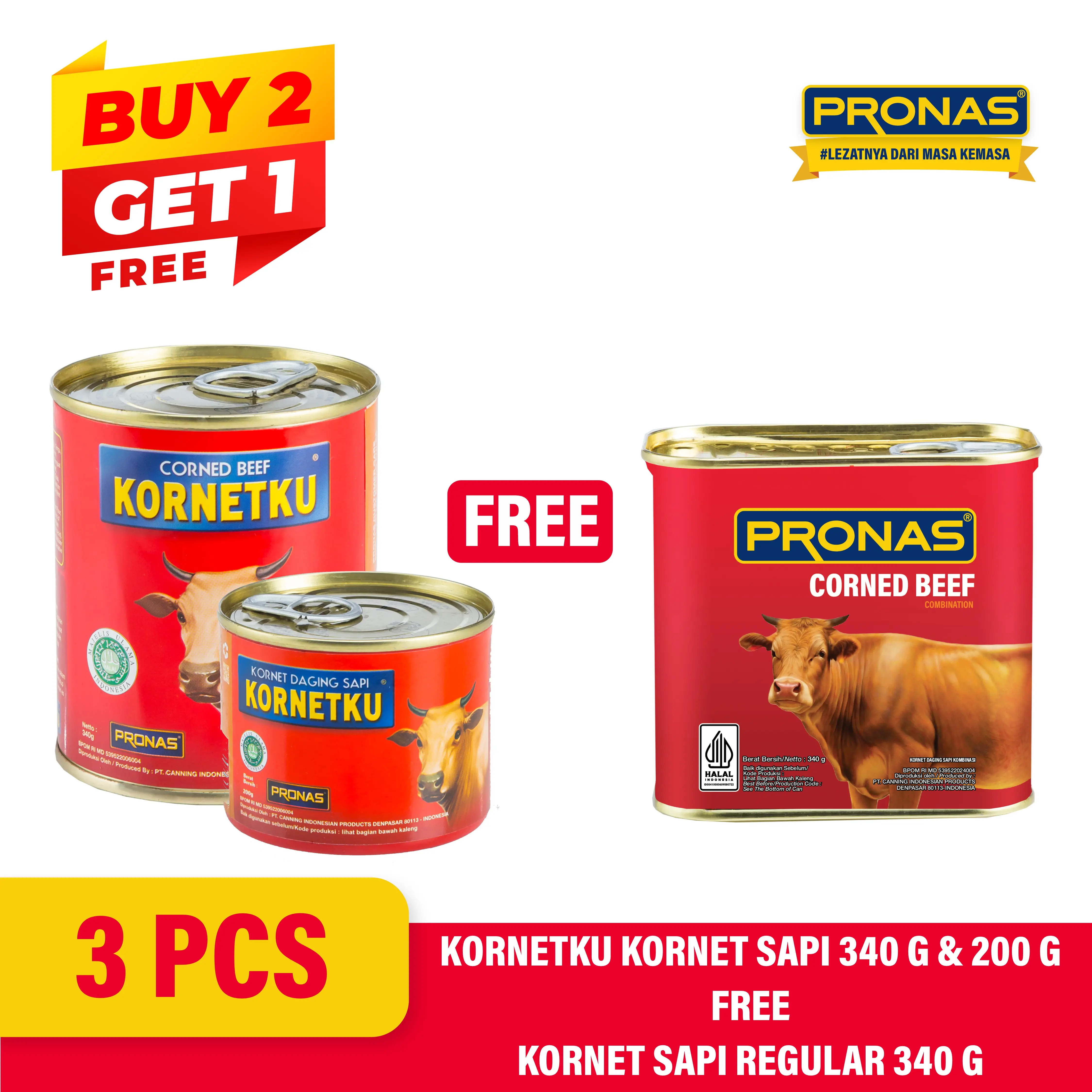[BUY 2 GET 1] KORNETKU Kornet Sapi 340 g + 200 g FREE Kornet Sapi Regular 340 g