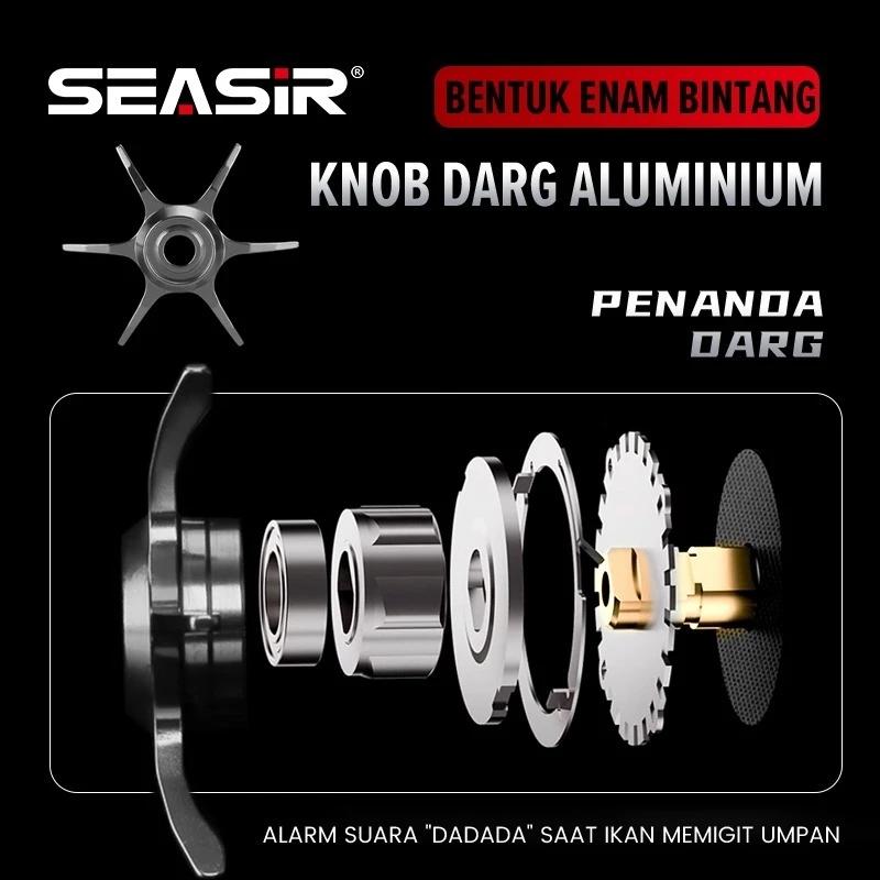 SEASIR Salminus Reel BC Baitcasting Pancing, 12kg Max Drag, 8:1 Rasio Gigi, Spool Aluminium, Bantalan Ceramic 11+1BB, Gagang Serat Karbon, Saltwater SW Air Laut Casting Roda
