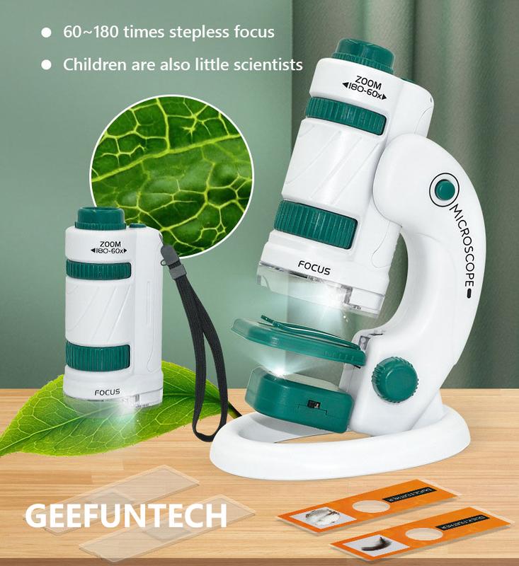 Portable Microscope Lab LED 60-180X Biological Experimental Optical Toys Children's Science Education Toys 3
