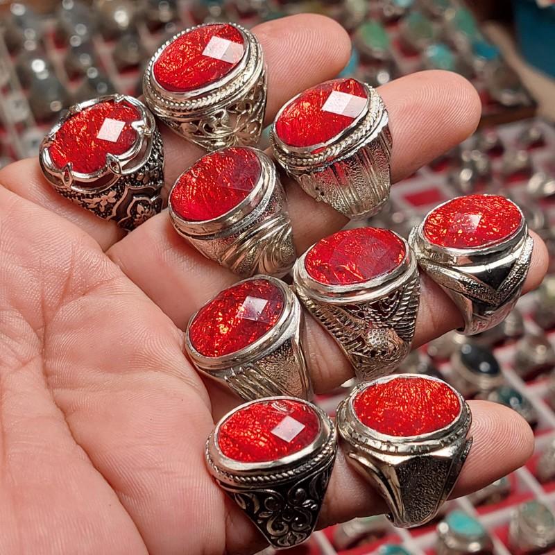 Cincin Wisanggeni Merah RS / R4cun Api Merah /Red Fire opal ring alpaka super Delima