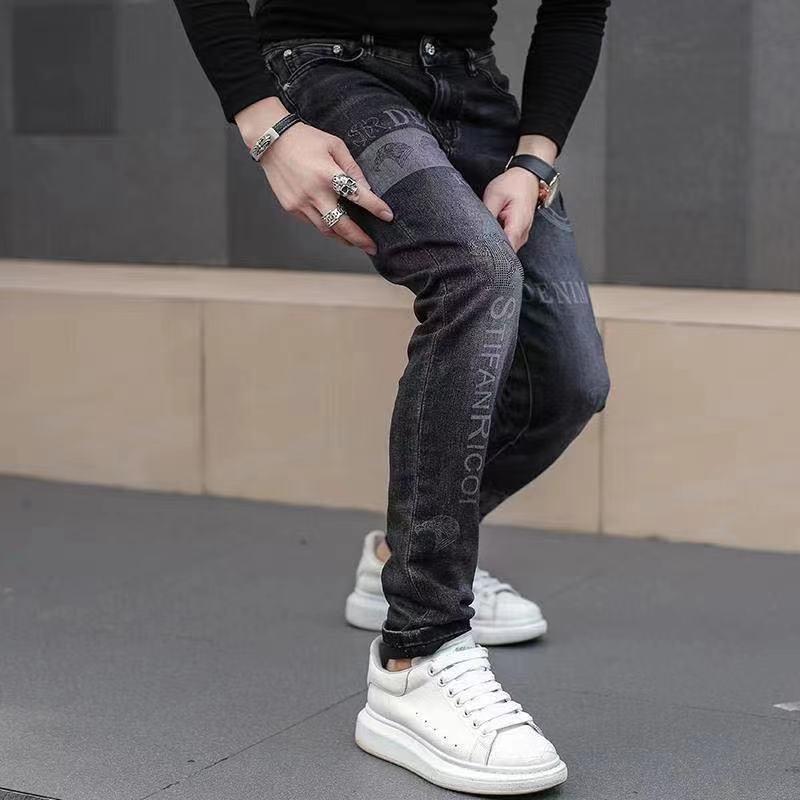 Product Introduction of Seluar jeans sulaman lelaki, seluar kasual mewah, jenama fesyen, gaya Korea, regangan, langsing, tali leher buku lali, koleksi musim panas 2023 baharu 12