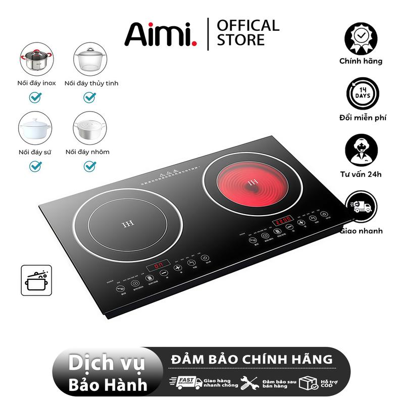 Bếp Hồng Ngoại Đôi Âm Dương Bếp Điện Từ Đôi Đa Năng Bếp Đôi Công Suất 4800W Mặt…