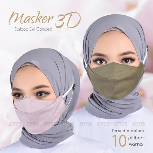 Gambar Masker 3D Earloop Drill Combed dari VazyaHijab Kota Cimahi Tokopedia