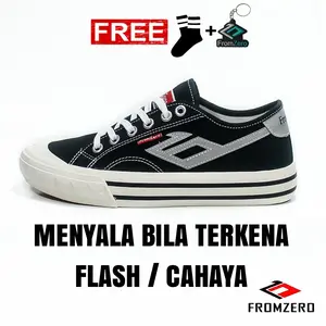 Fromzero - Sepatu Sneakers Kasual Sepatu Sekolah Pria wanita Aransa Black white flash 36 - 45