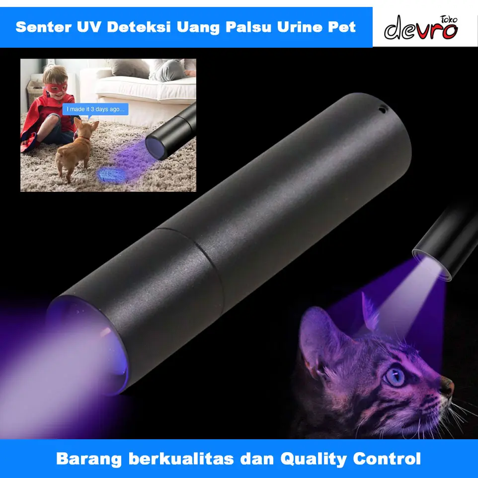 Senter UV Deteksi Urine Hewan Peliharaan - UV Pet Urine Fungus Detection Money Detector 365nm - TaffLED S11-Z