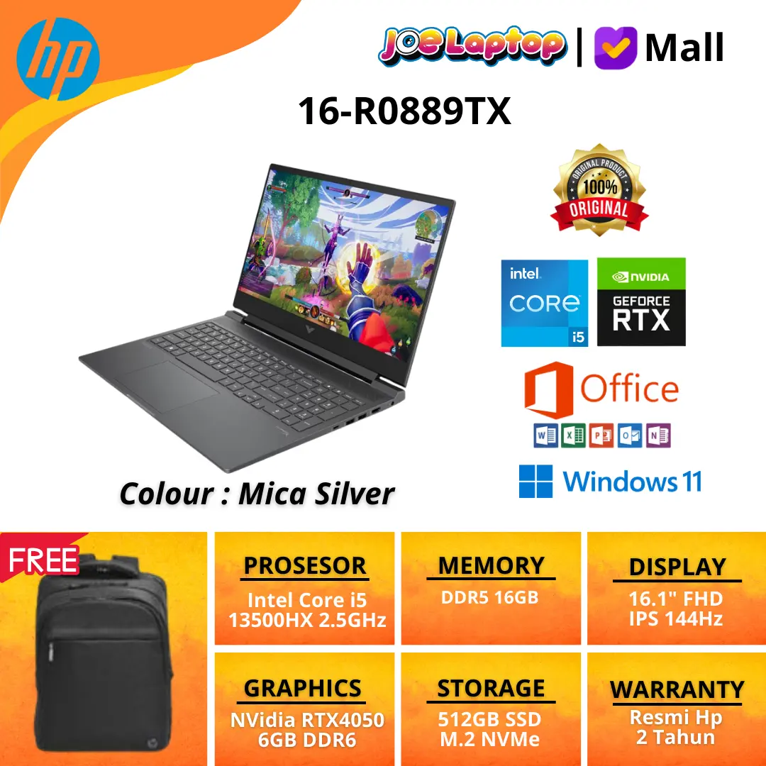 HP Victus Laptop 16-R0889TX Mica Silver i5 13500HX Win11 OHS