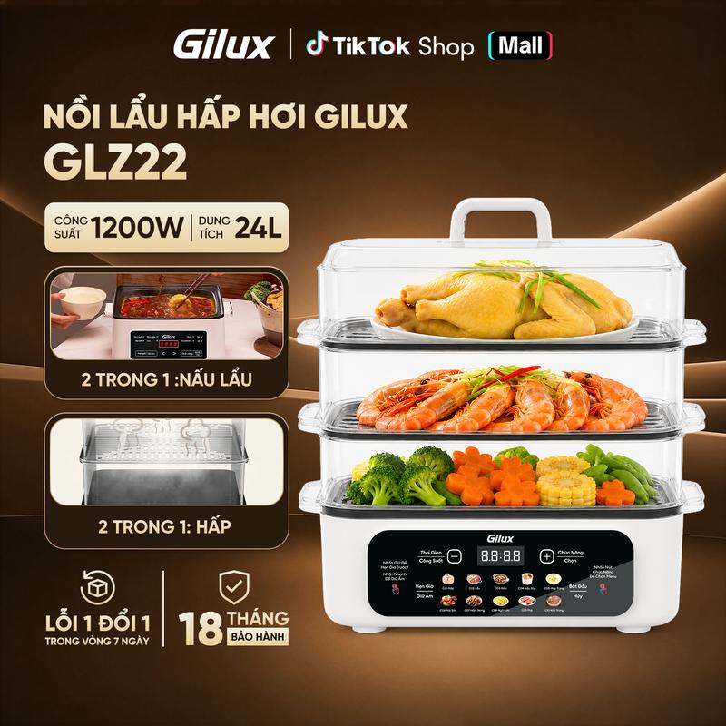 Nồi Lẩu Hơi Đa Chức Năng Tự Điều Chỉnh Nhiệt Độ 24L + công suất 1500W - Vừa Lẩu Vừa Hấp Đa Dạng