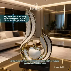 PAJANGAN APEL PUTIH GOLD KERAMIK IMPORT DEKORASI RUMAH MEWAH wall decor aesthetic