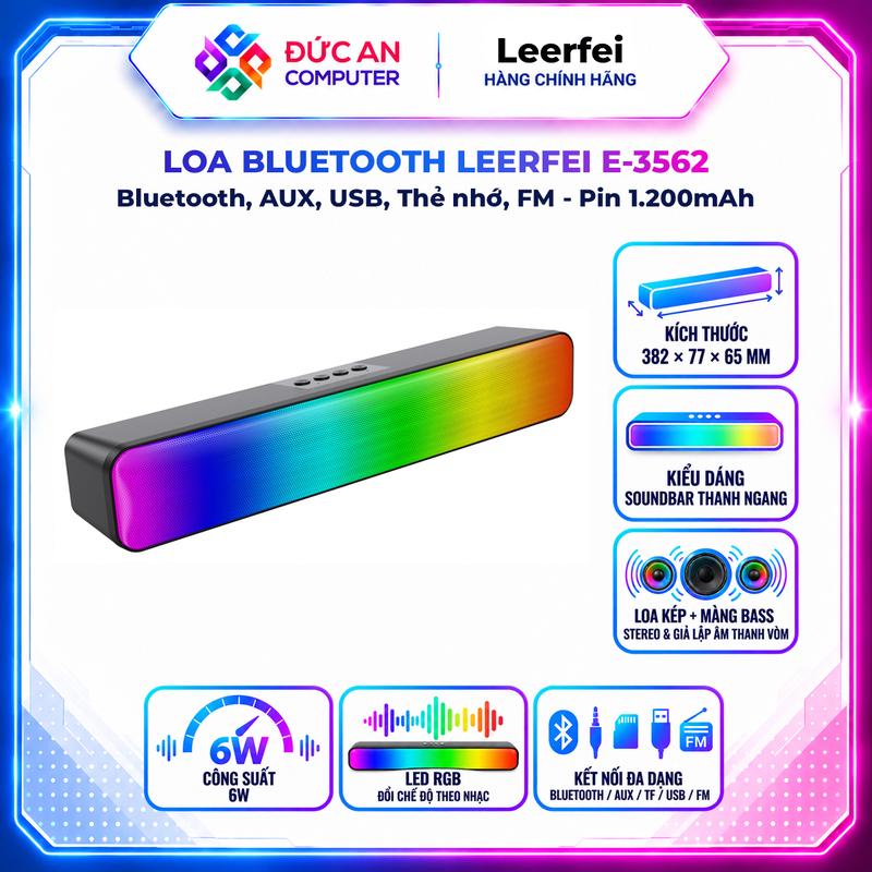 Loa Thanh Soundbar Leerfei E-3562 (Bluetooth, AUX, USB, Thẻ nhớ, FM) - Pin 1.200mAh