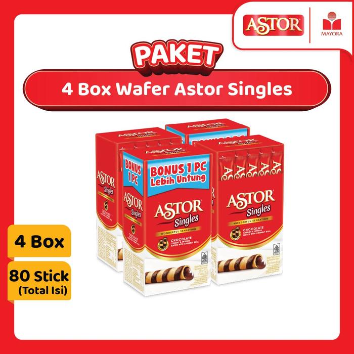 Gambar Paket 4 Box Wafer Astor Singles dari Mayora Kota Administrasi Jakarta Barat Tokopedia
