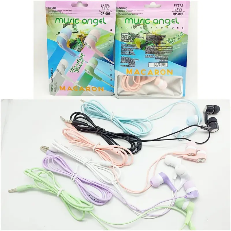 Handsfree Headset Music Angel Macaron Mate Color Hifi Extra Bass