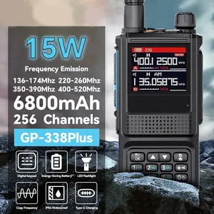HT Walkie Talkie GP338 Plus Dual Band VHF/UHF AM 15Watt 6800mAH Two-Way Radio 10KM Handy Talky Analog Radio Copy Frequency Warranty: 12 months Suitable for outdoor/hotel/school/construction site