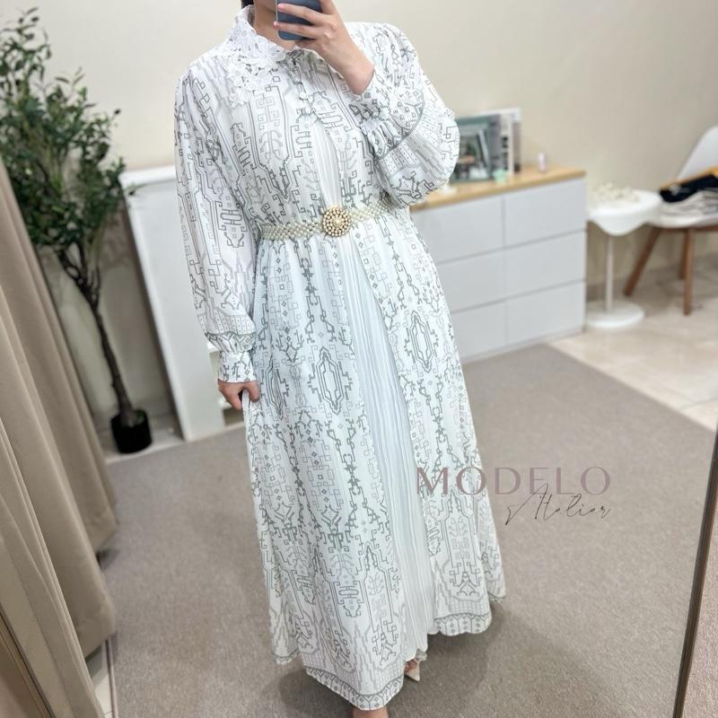 Clemira Dress Set Outer PREMIUM 2in1 / Gamis Ceruty Inner Outer free belt / MODELO 7