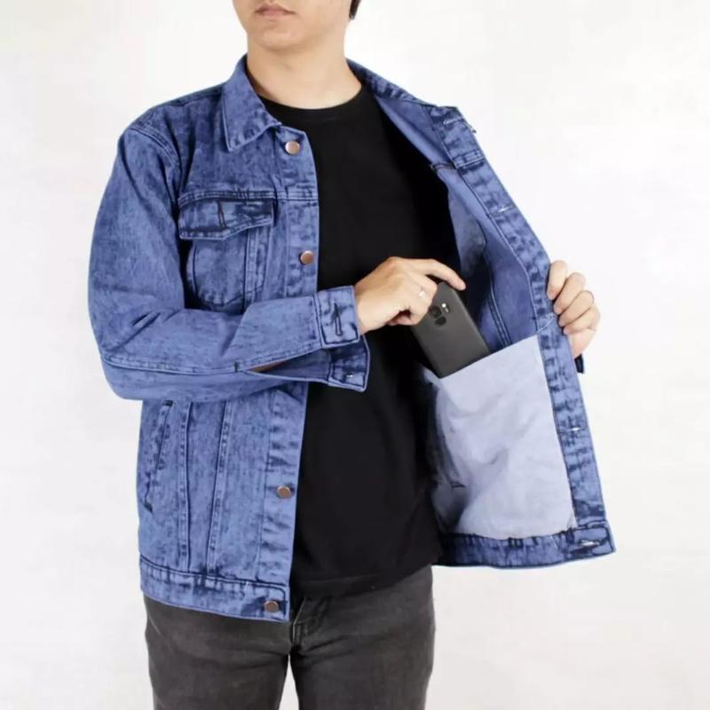 Jaket Jeans Premium Pria Wanita Oversize Nyaman Tebal Denim 4