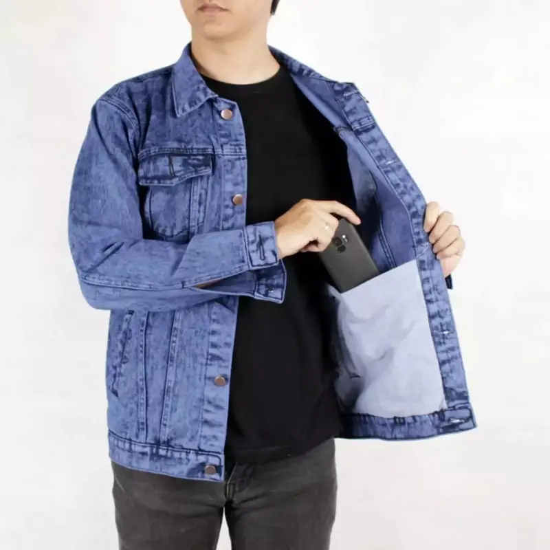 Jaket Jeans Premium Pria Wanita Oversize Nyaman Tebal Denim 4