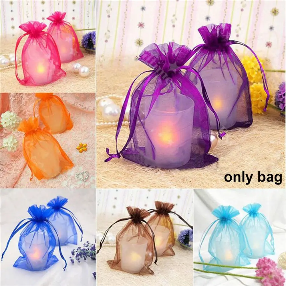 50pcs 9x12cm Transparent Wedding Candy Box Packaging Sheer Organza Gift Bags  Pouches