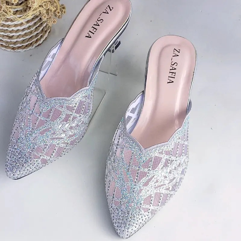 ABZR20 SN09 - Sepatu Bapau Wanita Heels Kaca 5 cm Kokop Payet 5