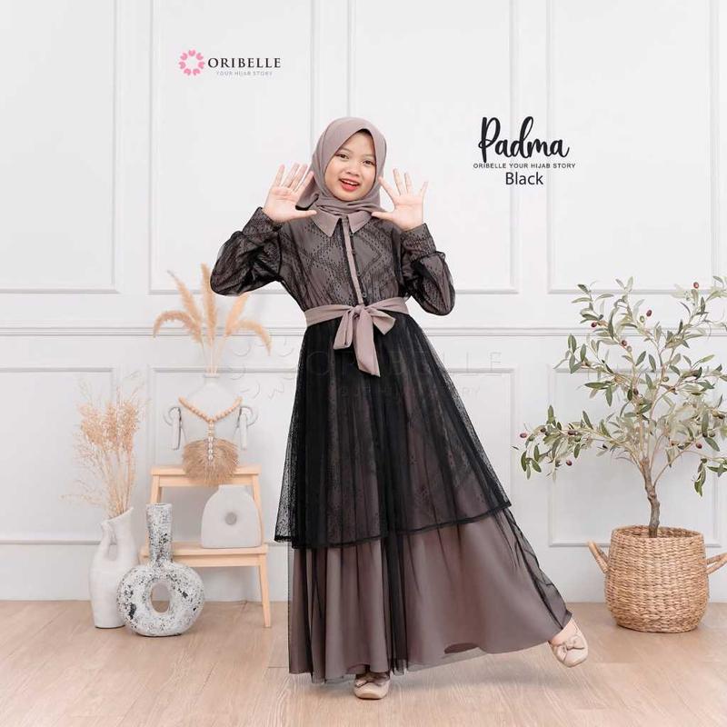 Gamis Anak Tanggung 10 11 12 13 14 15 Tahun Perempuan Padma Syari Dress Kids Set Khimar Crinkle Mix Brukat Airflow Baju Muslim Remaja Bergo Panjang 0