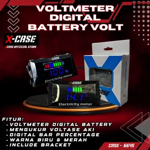 X-Case Voltmeter Digital Battery Bar Pengukur Voltase Listrik Motor Universal 6645