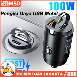 QC3.0 100W PD USB Pengisi Daya Mobil Super Cepat Adaptor Pengisian Daya Cepat Tipe C 100W USB C Pengisi Daya Mini Ponsel radio
