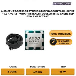 Processeur AMD Ryzen 5 8400F, 6 Cœurs/12 Threads, 4.2-4.7 GHz, Socket AM5, Reconditionné