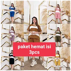paket isi 3 oneset blaster pendek ld 120 jumbo Setelan Wanita