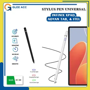 For Infinix Xpad 11 / Advan sketsa 3 / 2 / 1 / Advan A10 / Neo 10.1 Inch / Advan VX Lite 10.4 inch 2024 / iTel Pad 1 & 2 10.1 / iTel Vista 10.1 Capacitive Stylus Active Pen Warna Putih Hitam Pencil Pensil Tablet Digital Drawing Micro USB Charger