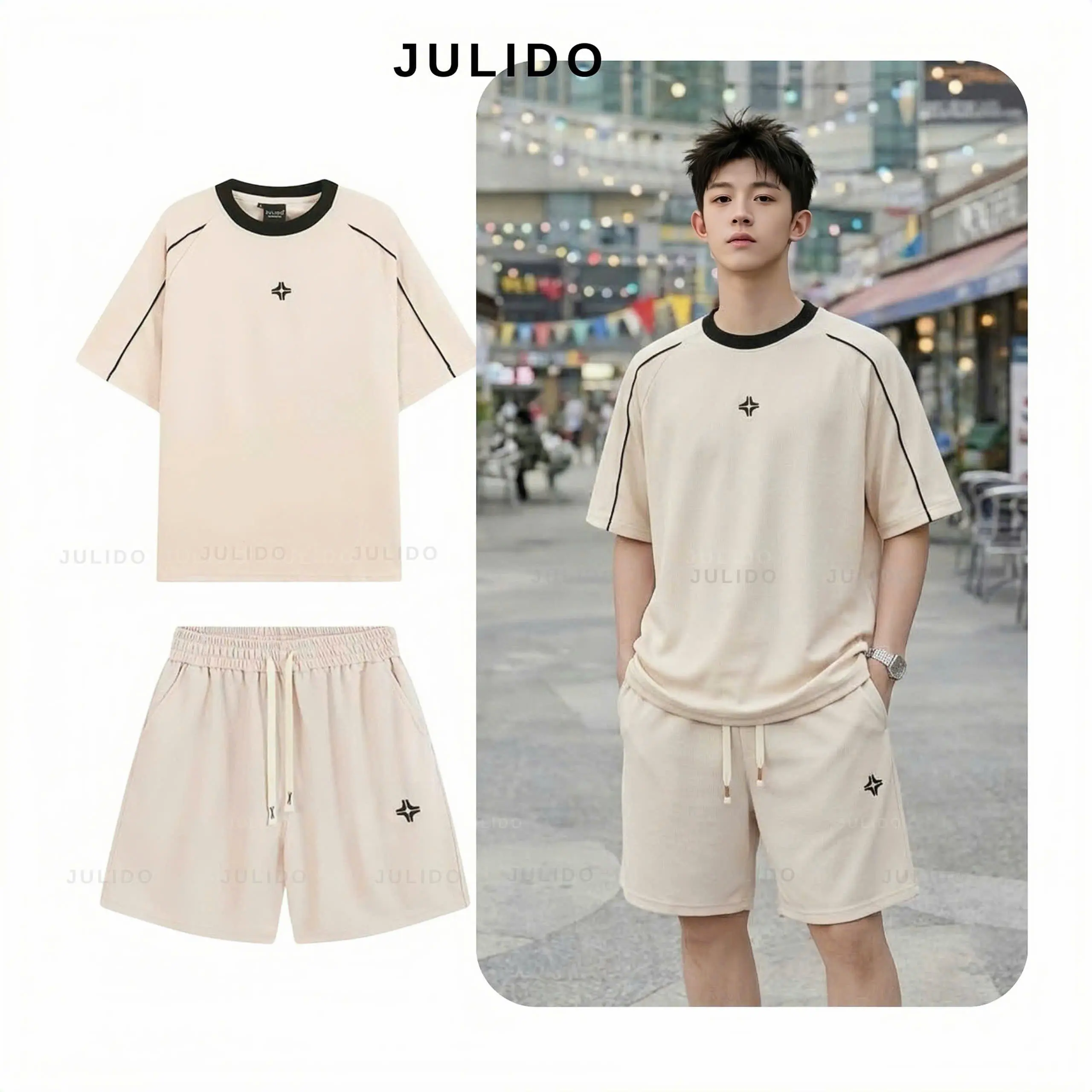(DEAL MỞ BÁN) Set Bộ quần áo thể thao nam nữ JULIDO logo thêu, chất liệu vải Waffle thoáng mát, thấm hút mồ hôi.