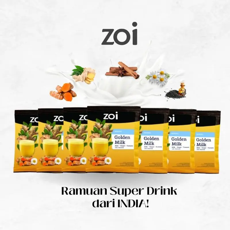 [14 SACHET] ZOI GOLDEN MILK Susu Herbal Susu Sehat Susu Kambing, Jahe dan Kunyit - Susu Kambing Etawa Jahe merah Minuman Dairy Susu tulang