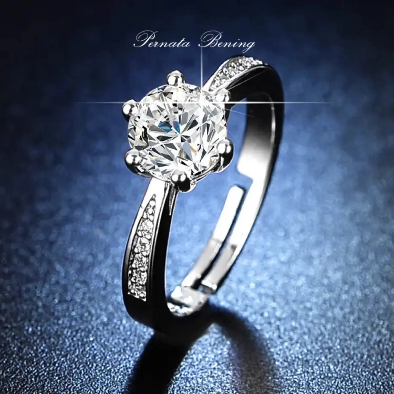 Permata Bening Cincin Wanita Perhiasan Mewah Cantik Elegan Estetik Ring Adjustable Dengan Diamond Zirconia Original ( garansi 1 tahun) Anti karat, Anti Luntur