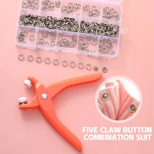 100 Set Kancing Snap Metal 9.5mm Dengan Tang Pengencang Untuk Aksesoris Pakaian / Tang Pengencang Kancing Snap Untuk Peralatan Menjahit Kain