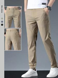 Pantalones de otoño para hombre, sólidos y elegantes, de corte recto y corte regular, cómodos y casuales para uso diario, pantalones para hombre para todas las estaciones, ropa de club y ropa de trabajo