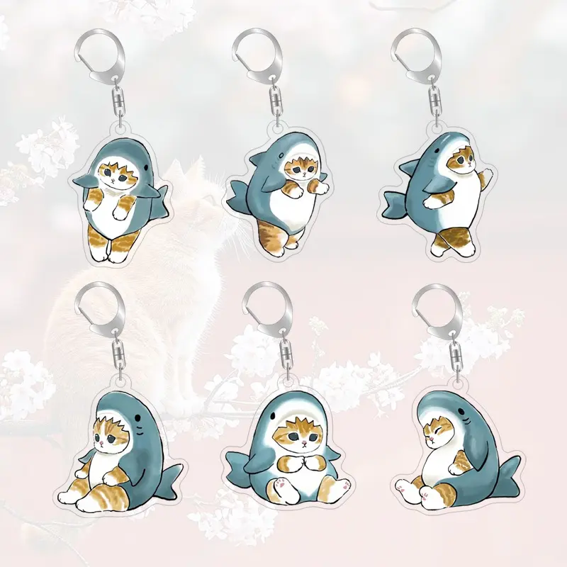 Keychain Cat Shark Carton Two Dimensional Animation Acrylic Ornaments