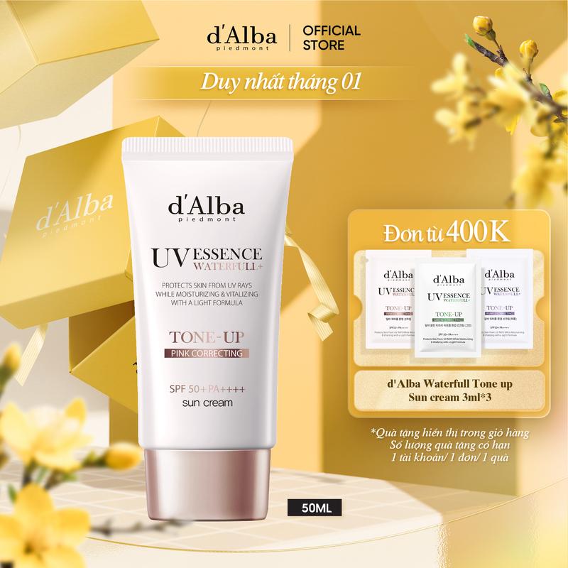 50ml TONE-UP Kem chống nắng thuần chay d'Alba Waterfull Tone-Up Sun Cream SPF50 + PA + + + + 50ml Tất cả các loại da Sunscreen Skincare SPF 50