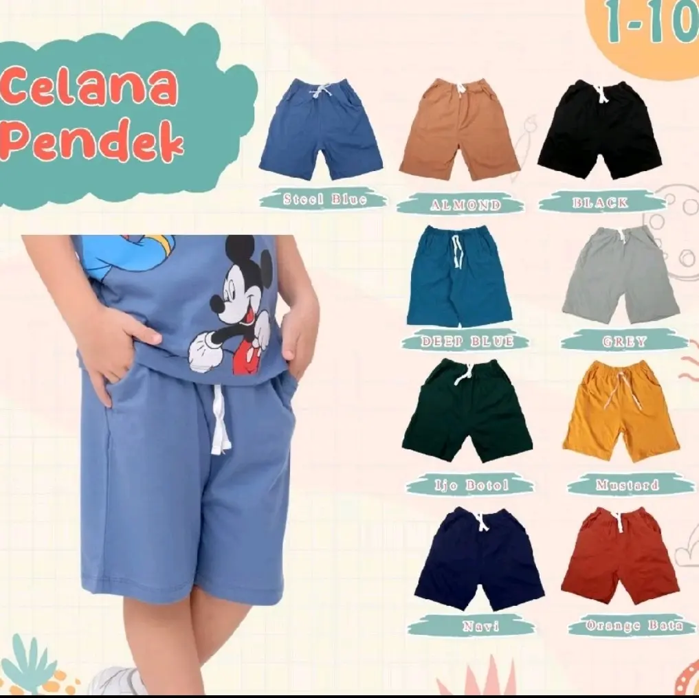 PROMO 3 PCS CELANA PENDEK ANAK BAHAN ELVANA TEBAL