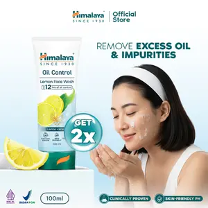 ( Bundle isi 2 ) Himalaya Oil Control Lemon Face Wash 100ml | Gel Pembersih Wajah Kulit Berminyak & Cegah Jerawat | Lemon Oil Peel dan Madu | Brightening & Acne Care