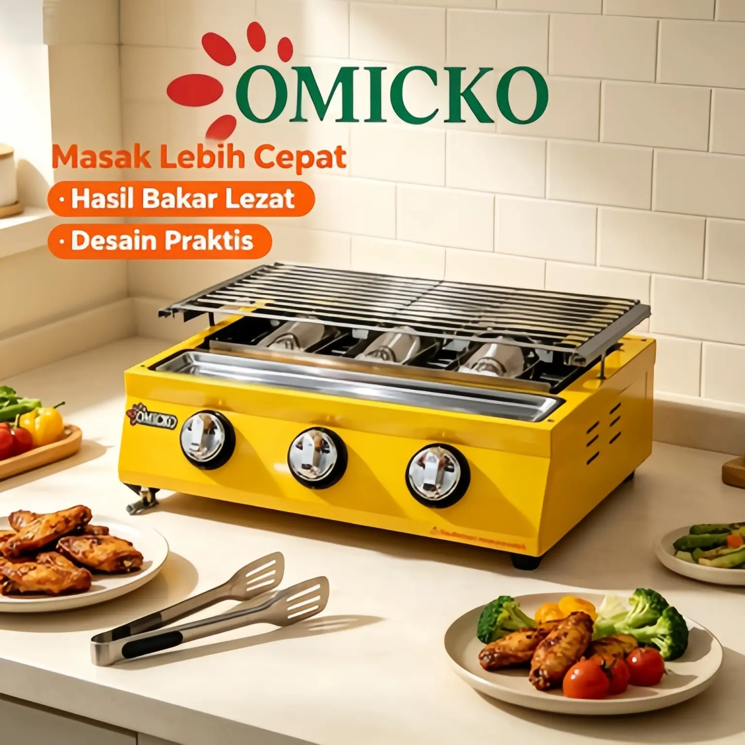 Omicko Kompor Sosis Bakar 3 Tungku Listrik Anti Asap untuk BBQ Keluarga Restoran Cafe Mall Praktis Higienis Bisa COD - Ayam Ikan Daging Panggangan