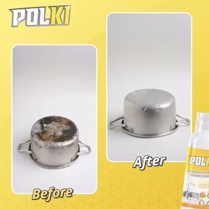 POLKI Pembersih KERAK KACA / PANCI STAINLESS STEEL / 100 ML FREE SPONS 4
